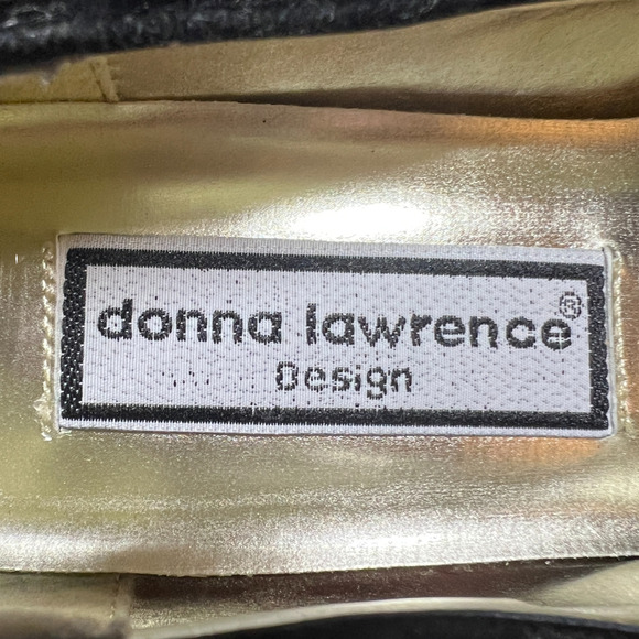 Vtg DONNA LAWRENCE Toya Women 7M Black Velvet Christmas Slip On Shoes XMAS Flats - Picture 15 of 16